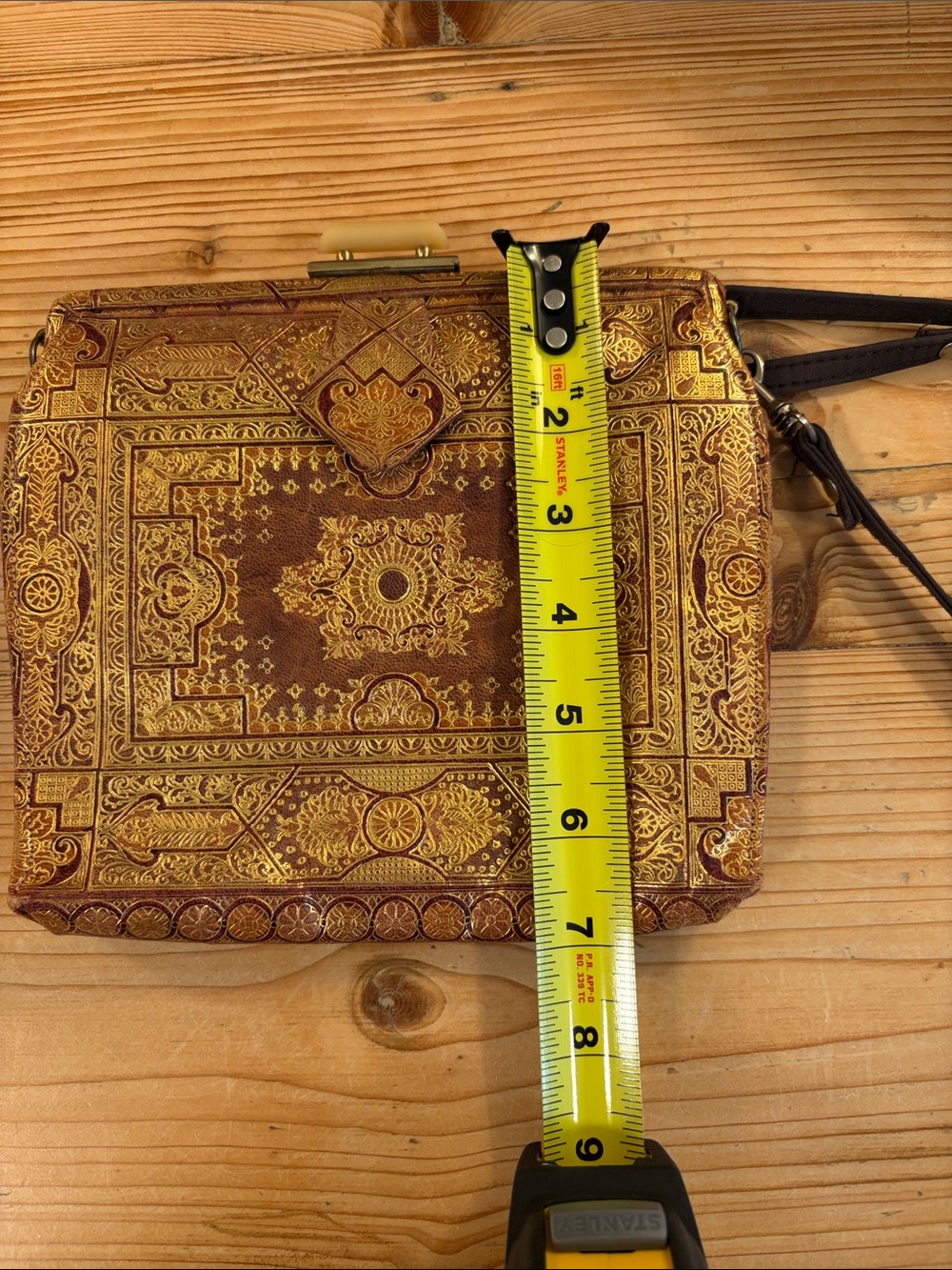 Vintage-Inspired Gold & Brown Women's Crossbody Bag